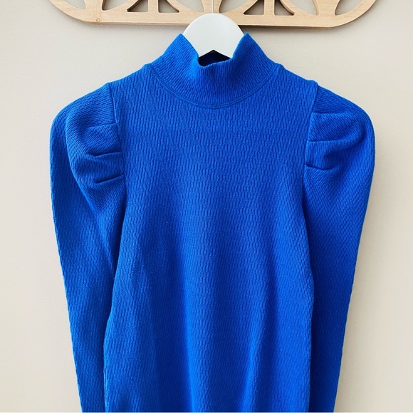 Free People Long Sleeve Turtleneck Top Blue Sz Small - Picture 2 of 8